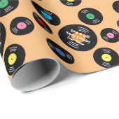 おもしろいブラック・レコード・ロック&転が誕生日 ラッピングペーパー (ロールコーナー)