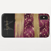 おもしろいブルゴーニュ金ゴールドグリッタースクリプトモノグラムの Case-Mate iPhoneケース (裏面(横))