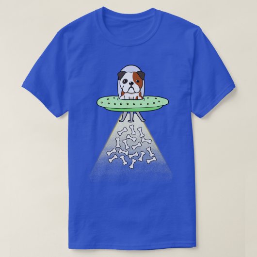 おもしろいブルドッグは飛んでいるufoだ tシャツ (デザイン正面)