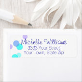 おもしろいブルーとティール(緑がかった色)バブル差出人住所ラベル ラベル (インサイチュ)