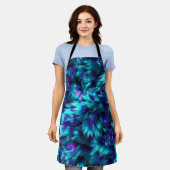 おもしろいブルーとパープルのフェイクモンスターファーテクスチャ エプロン (着用した状態)