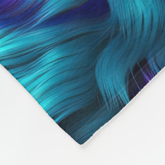 おもしろいブルーとパープルのフェイクモンスターファーテクスチャ フリースブランケット (角)