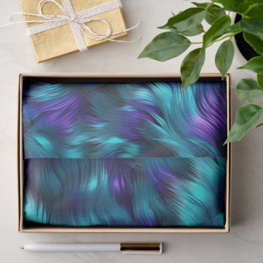 おもしろいブルーとパープルのフェイクモンスターファーテクスチャ 薄葉紙 (ギフト)