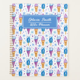 おもしろいブルーとパープルの雪及びアイスクリーム プランナー手帳