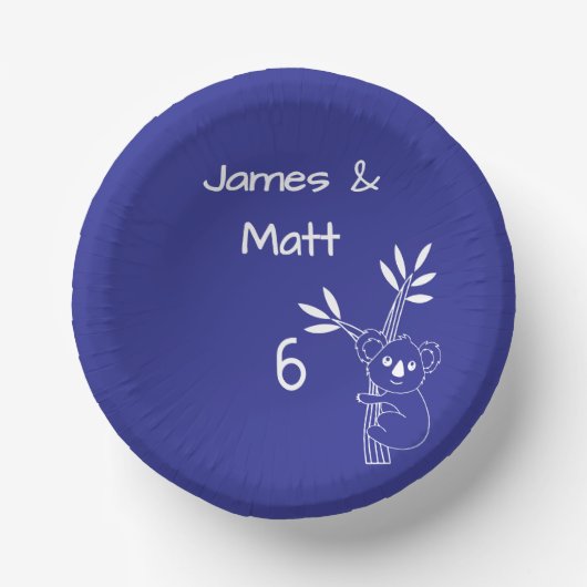 おもしろいブルーオーストラリアアニマルズツイン6誕生日 ペーパーボウル (正面)