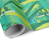 おもしろいブルーグリーンイエローカメレオンラッピング紙 ラッピングペーパー (ロールコーナー)