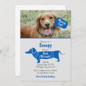 おもしろいブルーグレーペットドッグマズルトフバーク（ユダヤ教の）バル・ミツバー 招待状 (正面/裏面)