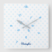 おもしろいブルースター名前をカスタムするボーイズキッズルームデコール スクエア壁時計 (正面)