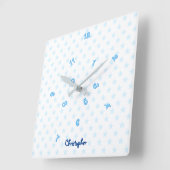 おもしろいブルースター名前をカスタムするボーイズキッズルームデコール スクエア壁時計 (傾斜)