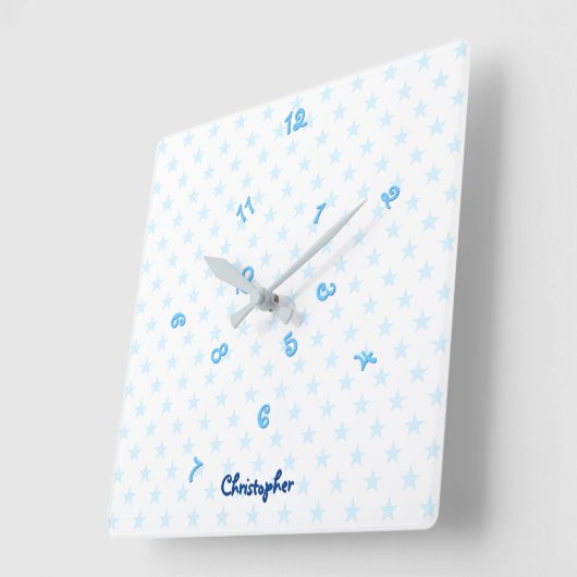 おもしろいブルースター名前をカスタムするボーイズキッズルームデコール スクエア壁時計 (傾斜)