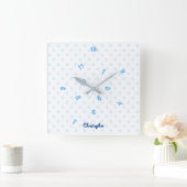 おもしろいブルースター名前をカスタムするボーイズキッズルームデコール スクエア壁時計 (ホーム)