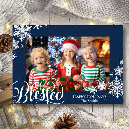 おもしろいブルースノーフレークモダンスクリプトミニマリスト写真 シーズンカード