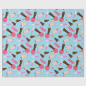 おもしろいブルースパ模様の包み紙 ラッピングペーパー (フラット)