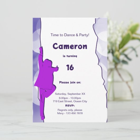 おもしろいブルーダンスパーティー16番目の誕生日招待状 招待状 (スタンド正面)