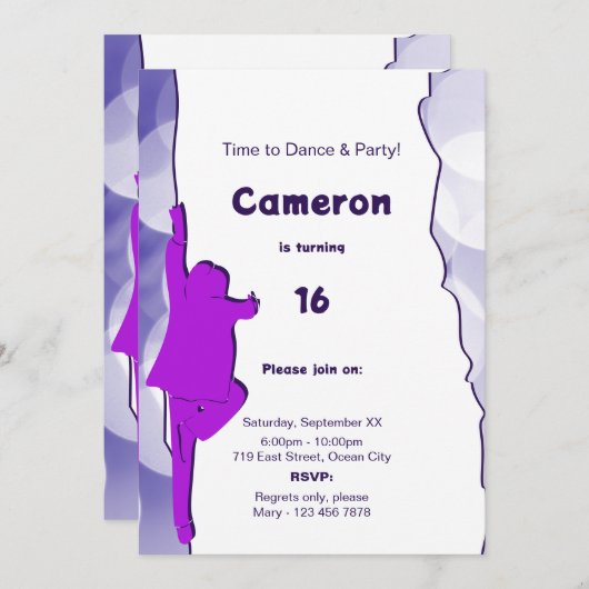 おもしろいブルーダンスパーティー16番目の誕生日招待状 招待状 (正面/裏面)