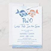 おもしろいブルーツーレスフィッシュシーブライダルカップルのシャワー 招待状 (正面)
