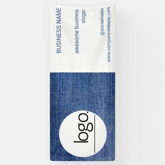 おもしろいブルーデニムジャンロゴビジネスデコールマーケティング 横断幕 (縦)