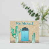 おもしろいブルードアサボテン私たちは発表を移動 ポストカード (スタンド正面)