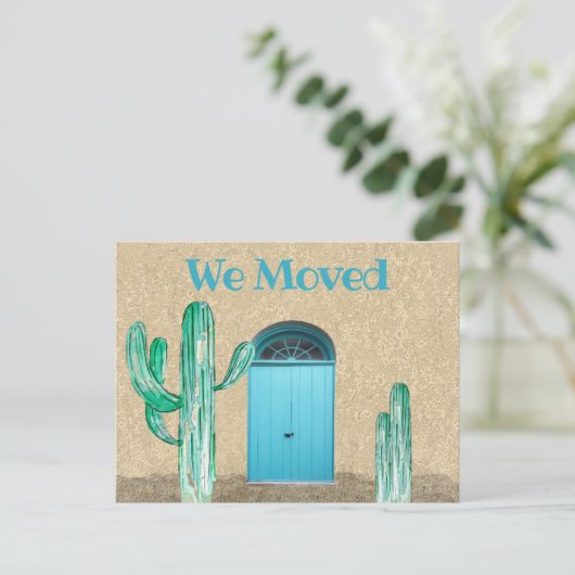 おもしろいブルードアサボテン私たちは発表を移動 ポストカード (スタンド正面)