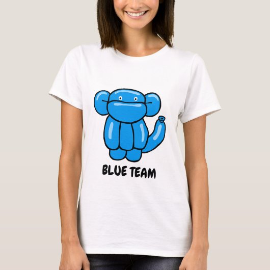おもしろいブルーバルーン動物モンキーデザイン Tシャツ (正面)