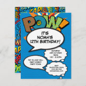 おもしろいブルーバースデーパーティーAny Age モダン漫画 インビテーションポストカード (正面/裏面)