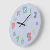 おもしろいブルーパステル ラージ壁時計 (傾斜)