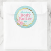 おもしろいブルーピンク金ゴールドグリッター体バターラベル ラウンドシール (バッグ)