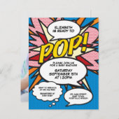 おもしろいブルーベビーシャワースプリンクルフォト漫画ブック インビテーションポストカード (正面/裏面)