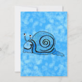 おもしろいブルーマンガ誕生日スマイルカタツムリアクアブルー 招待状 (裏面)