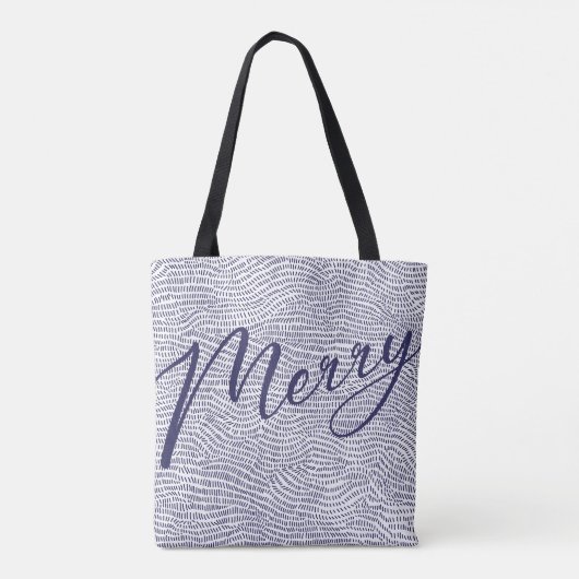 おもしろいブルーミニマルショッピングメリークリスマスホリデー トートバッグ (裏面)