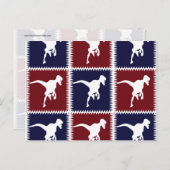 おもしろいブルーレッドTレックス恐竜の正方形パターン ポストカード (正面/裏面)