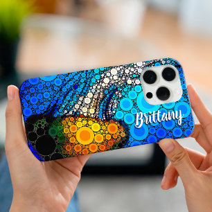 おもしろいブルー海オレンジ海クラゲのスクリプト名 iPhone 16 PRO MAXケース