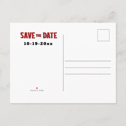 おもしろいブルー漫画すごいファミリ懇親会日付の保存 インビテーションポストカード (裏面)