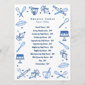 おもしろいブルー白ベーキングと料理器材価格表 メニュー (正面)