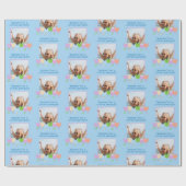 おもしろいブルー誕生日パーソナライズされたフォトチューリップ花 ラッピングペーパー (フラット)