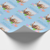 おもしろいブルー誕生日パーソナライズされたフォトチューリップ花 ラッピングペーパー (角)