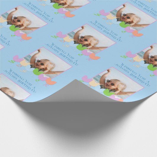 おもしろいブルー誕生日パーソナライズされたフォトチューリップ花 ラッピングペーパー (角)
