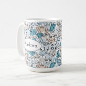 おもしろいブルー コーヒーマグカップ (正面左)