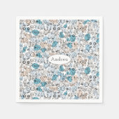 おもしろいブルー スタンダードカクテルナプキン (正面)