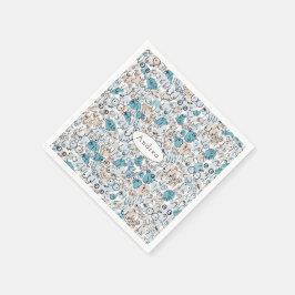 おもしろいブルー スタンダードカクテルナプキン