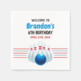 おもしろいブルー&レッドボーリングキッズ6誕生日 スタンダードカクテルナプキン