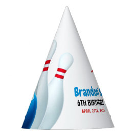 おもしろいブルー&レッドボーリングキッズ6誕生日 パーティーハット