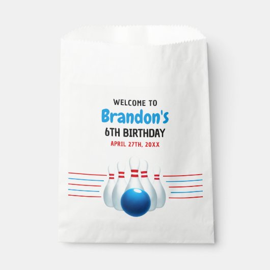 おもしろいブルー&レッドボーリングキッズ6誕生日 フェイバーバッグ (正面)