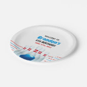 おもしろいブルー&レッドボーリングキッズ6誕生日 ペーパープレート (アングル)