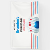 おもしろいブルー&レッドボーリングキッズ6誕生日 横断幕 (縦)