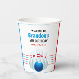 おもしろいブルー&レッドボーリングキッズ6誕生日 紙コップ
