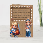 おもしろいブロンドガールズバスケットボールカラーリングページ誕生日 カード (裏面)