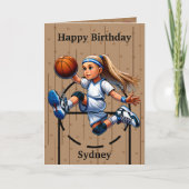 おもしろいブロンドガールズバスケットボールカラーリングページ誕生日 カード (正面)