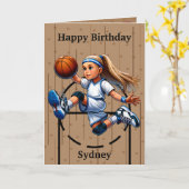 おもしろいブロンドガールズバスケットボールカラーリングページ誕生日 カード (黄色い花)