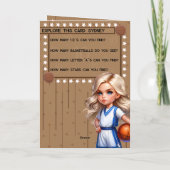 おもしろいブロンドガールズバスケットボールワードサーチ誕生日 カード (裏面)